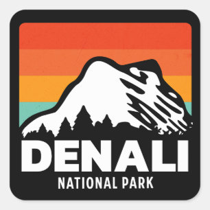 Denali National Park Cool Retro Vintage Gift Square Sticker