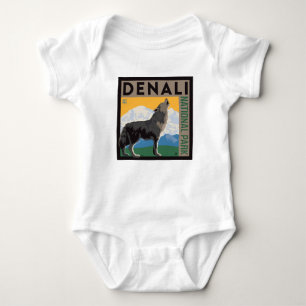 Denali National Park Howling Wolf Baby Bodysuit