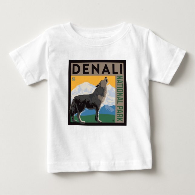 Denali National Park | Howling Wolf Baby T-Shirt (Front)