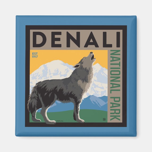 Denali National Park | Howling Wolf Magnet (Front)