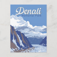 Denali National Park Illustration Travel Vintage