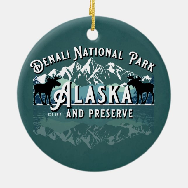 DENALI NATIONAL PARK & PRESERVE KEEPSAKE HOLIDAY CERAMIC TREE DECORATION (Back)