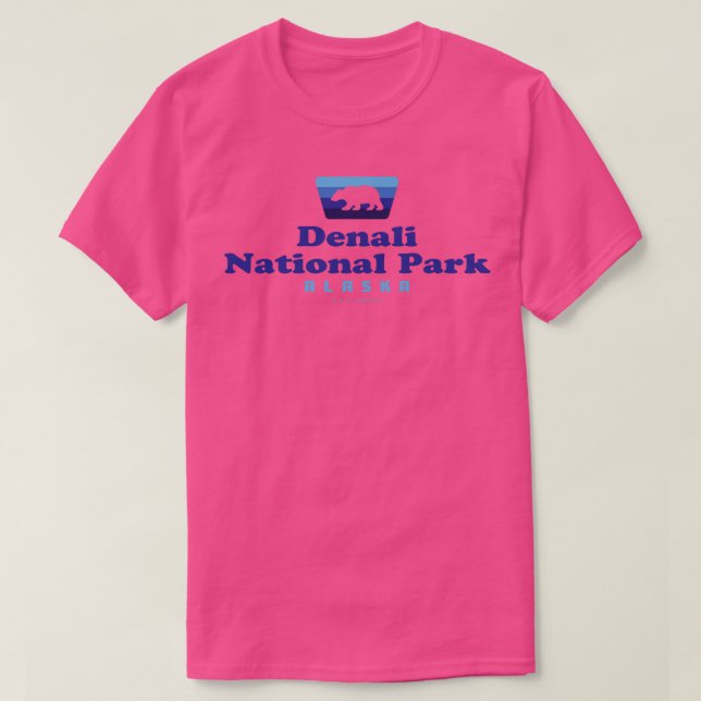 Denali National Park Retro Badge Bear Blue T-Shirt (Design Front)