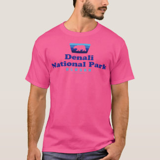 Denali National Park Retro Badge Bear Blue T-Shirt