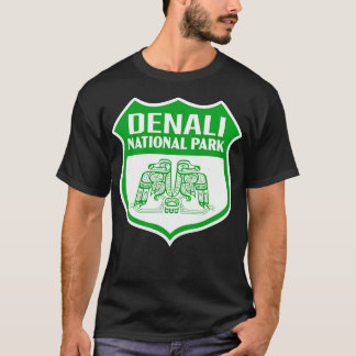 Denali National Park Retro Bird Shield Green T-Shirt