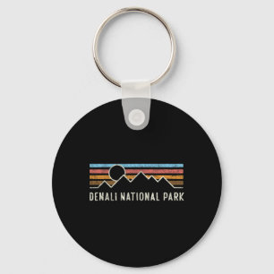 Denali National Park Retro Mountain Lines Camping Key Ring