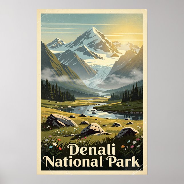 Denali National Park Retro Poster (Front)