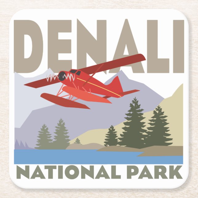 Denali National Park Square Paper Coaster (Front)