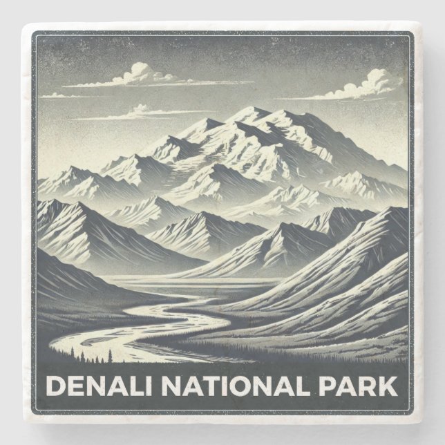 Denali National Park Stone Coaster (Front)
