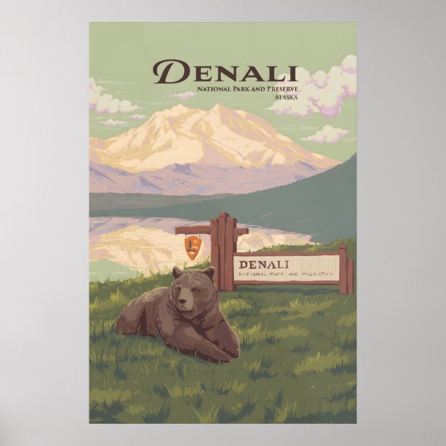Denali National Park Travel Poster (Front)