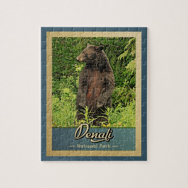 Denali National Park Vintage Bear Jigsaw Puzzle (Vertical)