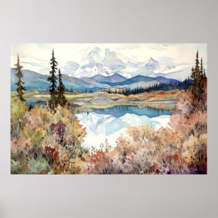 Denali National Park Watercolor Poster