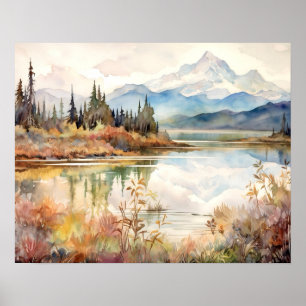 Denali National Park Watercolor Poster