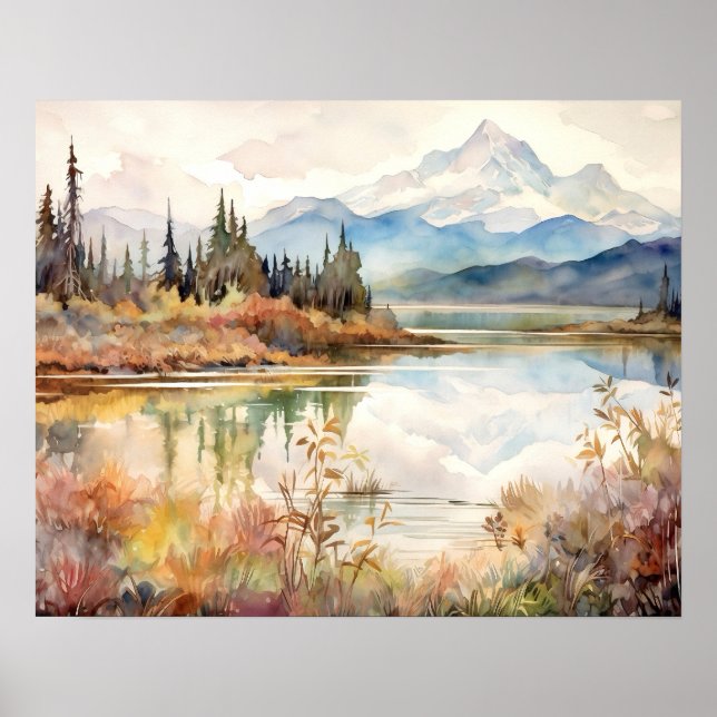 Denali National Park Watercolor Poster (Front)