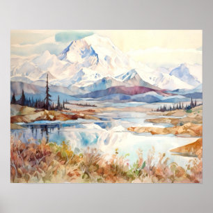 Denali National Park Watercolor Poster