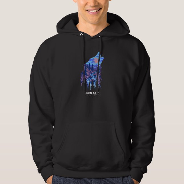 Denali Reminder - National Park Wolf Souvenir Hoodie (Front)