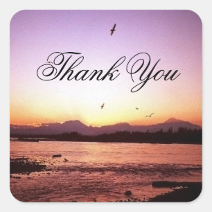Denali Sunset Photo Thank You Square Sticker