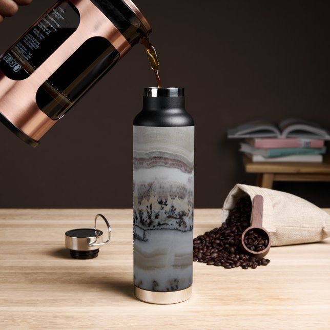 Dendritic Agate Stone Pattern Water Bottle (Coffee)