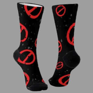 Denied Symbol Crew Socks – Bold Red & Black