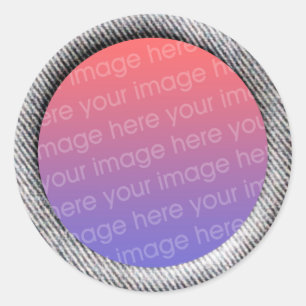 Denim (3d effect frame border) Template Classic Round Sticker