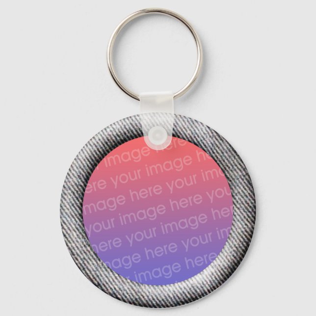 Denim (3d effect frame border) Template Key Ring (Front)