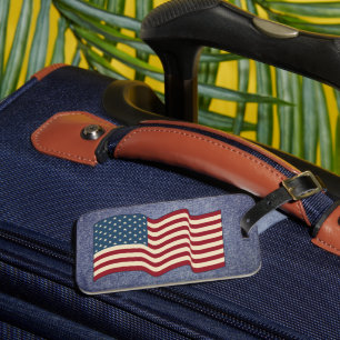 Denim American Flag Luggage Tag Cruise Gift
