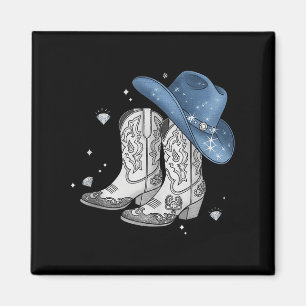 Denim & Diamonds Black Tee Western Cowgirl Boo Magnet
