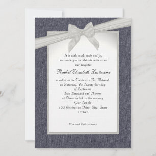 Denim and Bows Bat Mitzvah Invitation