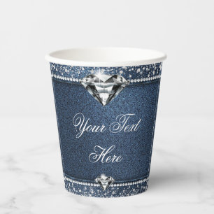 Denim and Diamond Birthday Party Paper Cups