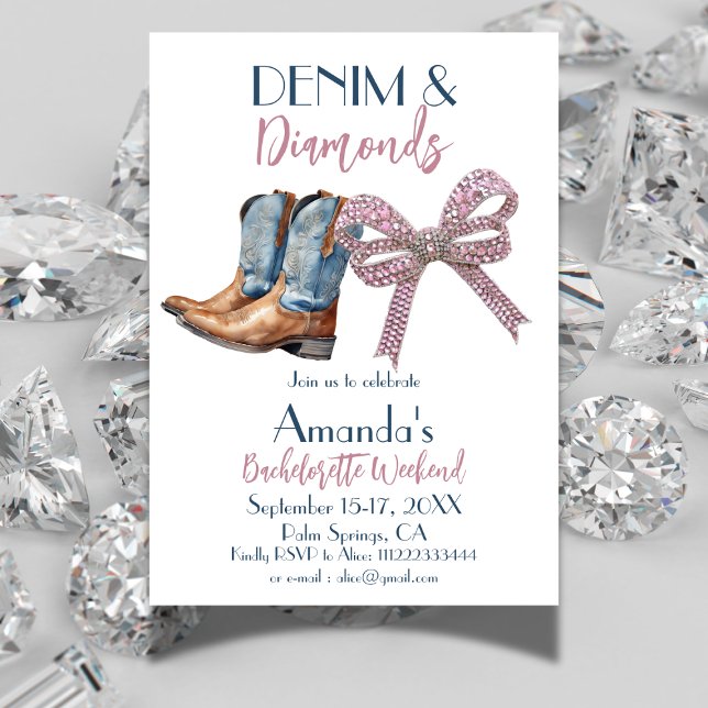 Denim and Diamond Disco Party Bachelorette Weekend Invitation (Creator Uploaded)