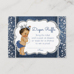 Denim and Diamond Girls Diaper Raffle Tickets Enclosure Card