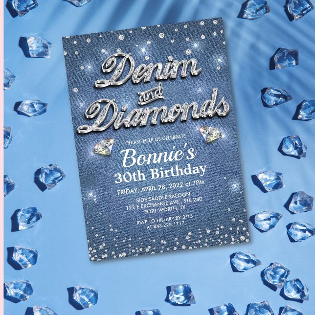 Denim and Diamonds Birthday  Invitation (Creator Uploaded)