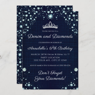 Denim and Diamonds Birthday Invitations