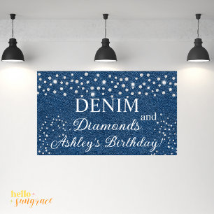 Denim and Diamonds Birthday Party Banner