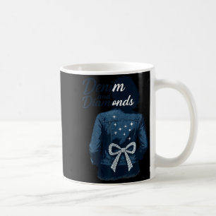 Denim And Diamonds Bow Ladies Girls Jeans Women  Coffee Mug