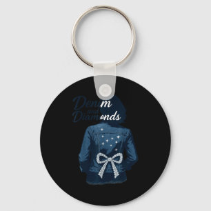 Denim And Diamonds Bow Ladies Girls Jeans Women Key Ring