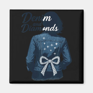 Denim And Diamonds Bow Ladies Girls Jeans Women  Magnet