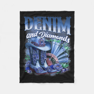 Denim And Diamonds Country Western Cowgirl Boots P Fleece Blanket