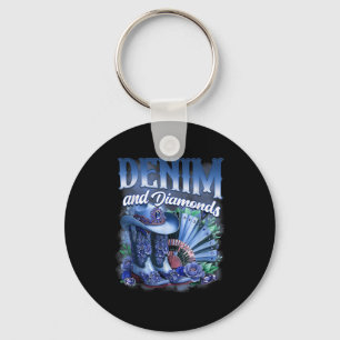 Denim And Diamonds Country Western Cowgirl Boots P Key Ring