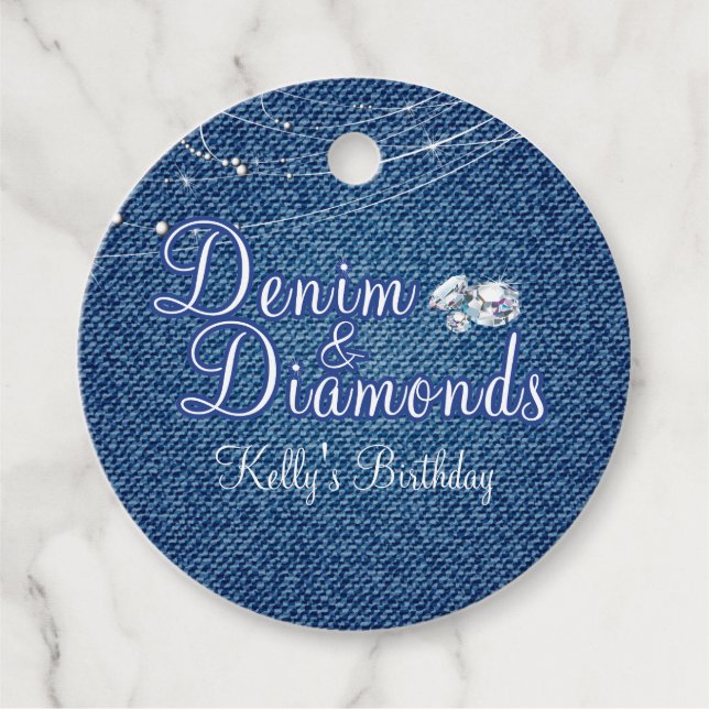 Denim and Diamonds Favour Tags (Front)