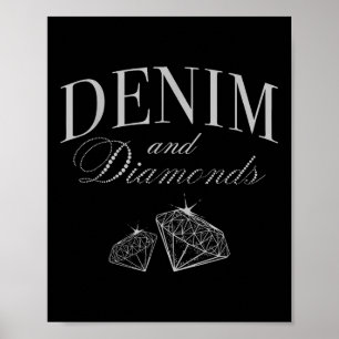 Denim And Diamonds Glam Cowgirl Party Poster