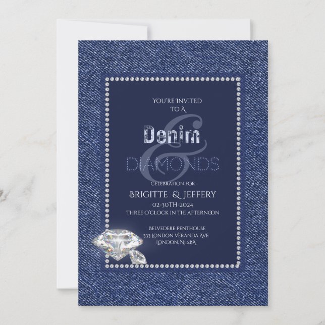 Denim and diamonds invitation (Front)