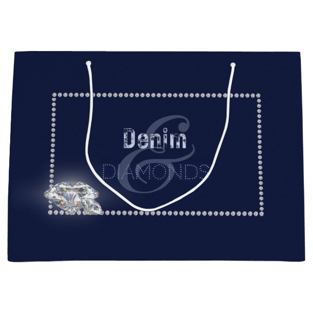 Denim and diamonds large gift bag (Front)
