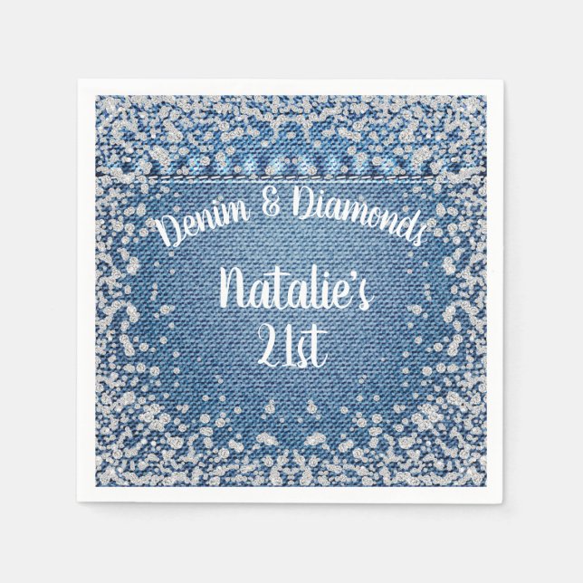 Denim and Diamonds Napkins, Denim & Diamonds Party Napkin (Front)