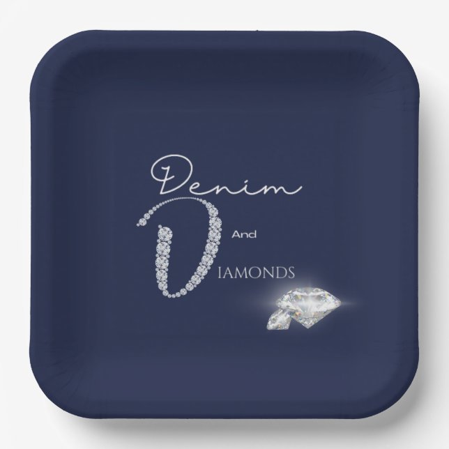 Denim and diamonds Paper plate (Front)