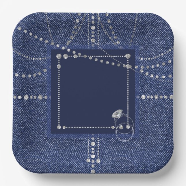 Denim and diamonds Paper plate (Front)