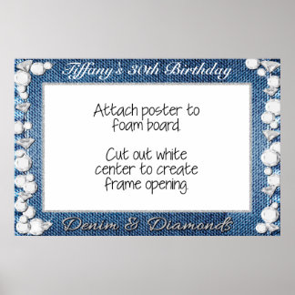 Denim and Diamonds Photo Booth Frame Prop Poster