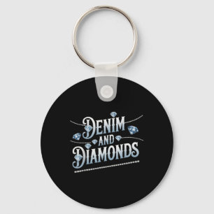 Denim And Diamonds Trendy Fashion Style Key Ring