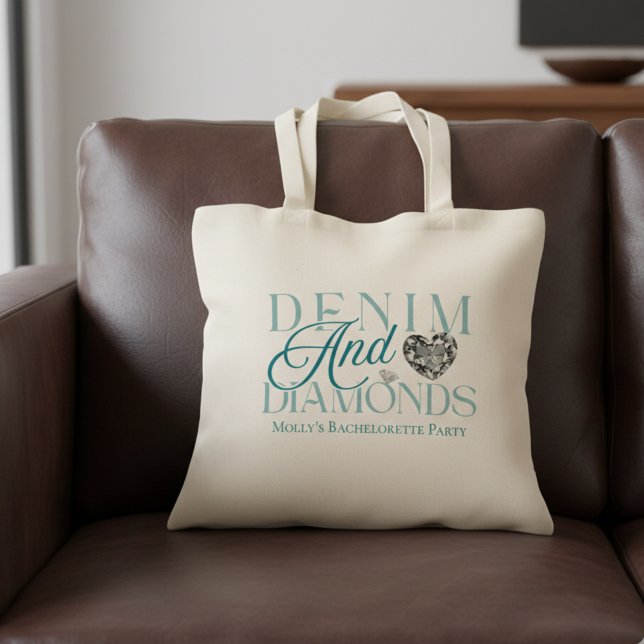 Denim and Diamonds Western Bachelorette Tote Bag (Denim and Diamonds Western Bachelorette Tote Bag)