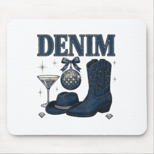 Denim And Diamonds Western Fashion Boots Bling Rod Mouse Pad